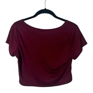 Dynamite Burgundy Short Sleeve Crop Top - Size S thumbnail 3