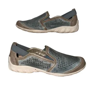 Remonte Womens Blue Taupe Leather Perforated Slip On Loafers EU 40 US 9 R5534 thumbnail 1