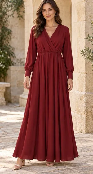 Baltic Born Lydia Burgundy Criss Cross Top Maxi Dress With Tie Sash Waist thumbnail 1