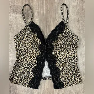 Zara Leopard Print Lace Trim Cami | Size Small | Y2K Night Out Top thumbnail 2