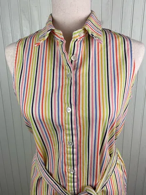 Tuckernuck Pomander Place Rainbow Stripe Sleeveless Riley Dress Medium Preppy thumbnail 5