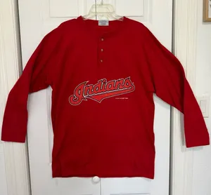 Rare Vintage 90's Genus Cleveland Indians Long Sleeve Shirt Large thumbnail 1