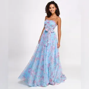City Studios Juniors’ Blue Floral-Print Bustier Prom Gown size‎ 5/6 NWT thumbnail 3