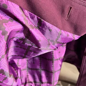 Rich Purple Structured Trench Coat with Military Design and Wide Lapel thumbnail 3