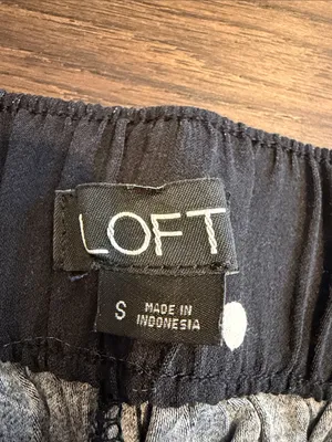 LOFT Black Polka Dot Wide-Leg cropped Pull-On Pants Size Small - C54-023 thumbnail 2