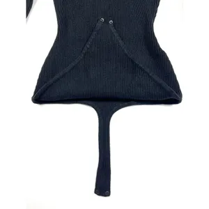 Abercrombie & Fitch Black Ribbed Square Neck Long Sleeve Bodysuit Small EUC thumbnail 4