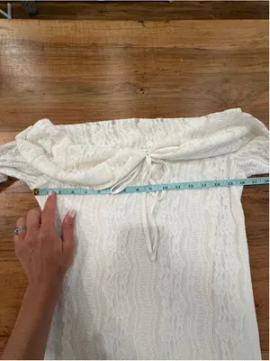White Lace Off Shoulder Maxi Dress Bell Sleeve Wedding Bridal Slit Boho Medium thumbnail 6