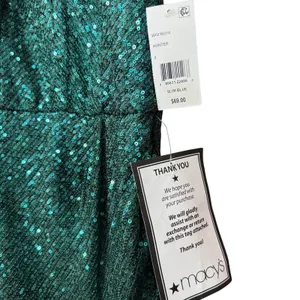 Crystal Doll Sequin V-Neck‎ Spaghetti Strap Lined Mini Dress Green 0 Festive Party Club Rave thumbnail 4