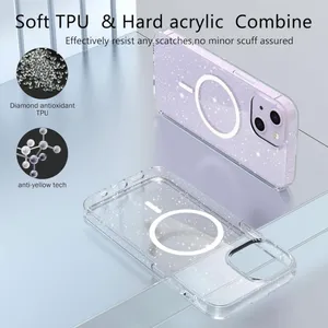 For iPhone 14 ONLY Glitter Clear Phone Case White thumbnail 2