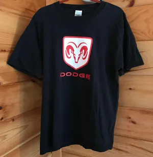 Gildan AMAZING BLACK/RED/WHITE DODGE RAM LOGO GRAPHIC TEE thumbnail 1