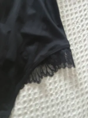 NWOT Abercrombie and Fitch black lace trim open back satin body suit thumbnail 5