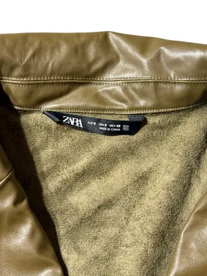 Zara Faux Leather Maxi Trench Coat Jacket Dress Small Brown Khaki Long thumbnail 2
