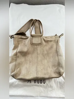 HOBO Cream Leather Tote with Whipstitch Strap and Tassel thumbnail 3