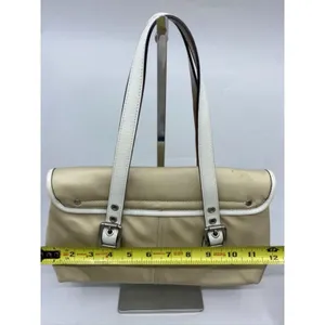COACH Small Handbag Tan White Shoulder Travel Bag thumbnail 5