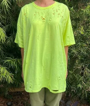 Fruit of the Loom Destroyed Bleached Neon Tee thumbnail 1