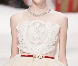 Red & gold pearl‎ belt Imitation Pearl Pair Buckle Thin Belt Monochrome Elastic thumbnail 7