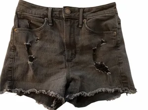 Abercrombie & Fitch Black Distressed Denim Cutoff Shorts thumbnail 1