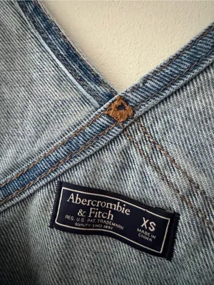 Abercrombie & Fitch Blue Denim Distressed Jean Overalls Size XS thumbnail 5