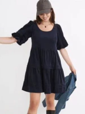 Madewell Corduroy‎ Mini navy Dress medium like new workwear holiday Christmas thumbnail 1