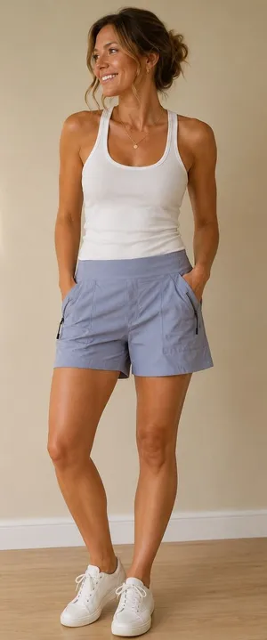 Athleta‎ Trekkie North Hiking Shorts Gray Ripstop Zip Pocket Size 14 thumbnail 1