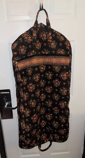 Vera Bradley Garment Black Bag with Colorful Floral & Plaid Pattern thumbnail 1