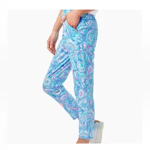 Lilly Pulitzer Luxletic Runaround Pants Zanzibar Blue Fish Kiss thumbnail 3