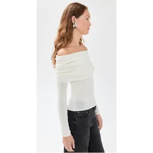 Le Superbe Aura Embellished Off-The-Shoulder‎ Sweater in Snow thumbnail 5