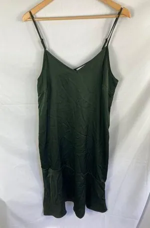NWT Sam Edelman satin Spaghetti Strap Green Dress Size 10 thumbnail 1