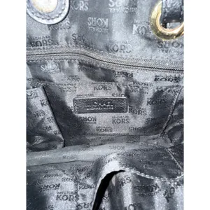 Michael Kors MK Signature Monogram Jacquard Tote Bag Black Tan Gold Hardware thumbnail 6