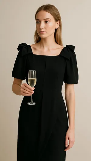 Vintage Union Made semi formal lbd Morton Myles for the Warrens black dress thumbnail 1