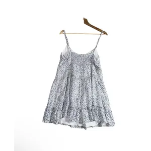 NEW Row A Mini Dress Womens Sz XL White Floral Tiered Smocked Adjustable Straps thumbnail 2