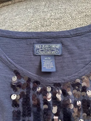 Lauren Ralph Lauren Navy Short-Sleeve Tee with Sequin Detail | Size Medium thumbnail 6
