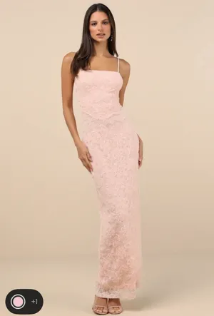 Lulus Lace Maxi Pink Dress thumbnail 3