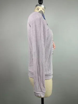 Moon Collection Ribbed Knit Graphic Top Womens Large Lavender Y2K Size Small thumbnail 4