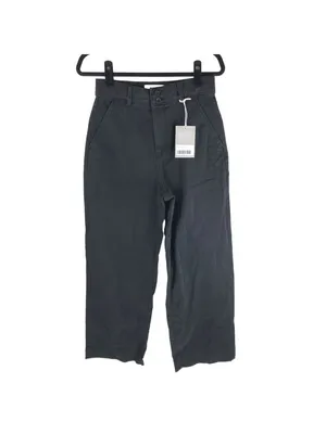 Everlane Womens The Organic Wide-Leg Pants Twill High Rise Stretch Black 0 thumbnail 3