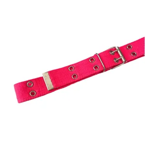 Vintage‎ 90s Y2K Bright Neon Pink Waist Belt Silver Grommet Eyelets 38 In Womens thumbnail 2
