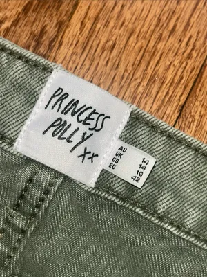 Princess Polly Women’s Olive Green Denim Khaki Mini Skirt size 10 thumbnail 5