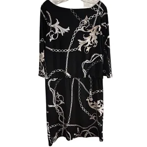 White House Black Market Women's‎ Blouson Dress S Chain Link Print Black thumbnail 12