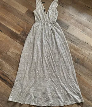 Lulus Metallic Gold Plunging V-Neck Sleeveless maxi Dress thumbnail 1