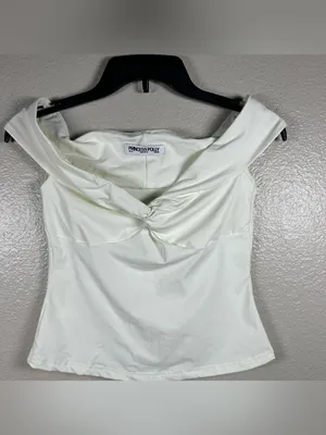 Princess Polly Maxeina Off-Shoulder Twist Front White Women's Top SZ:S thumbnail 4