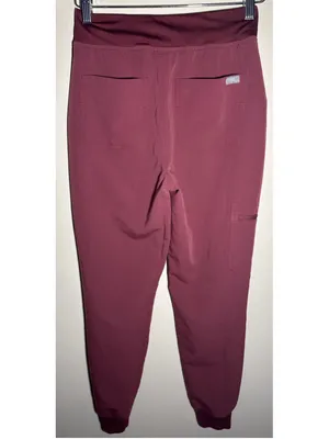FIGS HW Zamora Jogger Pants XS Burgundy Grey inseam 29” thumbnail 3