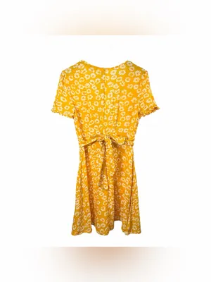 LULUS Women’s Garden Explorer Mustard Yellow Floral Print Mini Dress Size XXS thumbnail 12