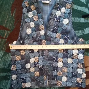 Susan Bristol Blue Patchwork Flowers Vintage Cottagecore Festival Vest Womens L thumbnail 6