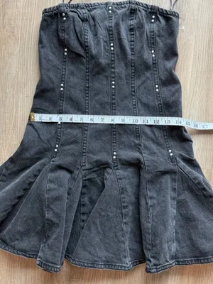 Able Black Denim Fit-and-Flare Studded Dress‎ thumbnail 3