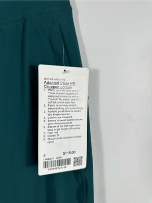 Lululemon Adapted‎ State High Rise Cropped Jogger 23 Size 4 Green NWT thumbnail 10