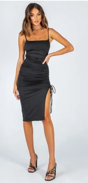 Princess Polly Black Midi Dress thumbnail 1