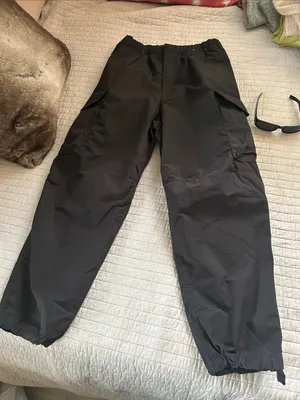 Uniqlo black cotton Wide Parachute Cargo loose baggy skater Pants Size S 27-30 thumbnail 2
