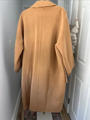 NWT Nap Loungewear Londyn Shawl Camel Tan 100% Merino Wool Oversized Long Coat S thumbnail 4