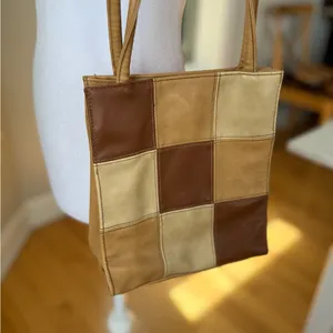 Vintage 90’s Y2K Tan Brown Patchwork Rectangular Shoulder Bag thumbnail 12