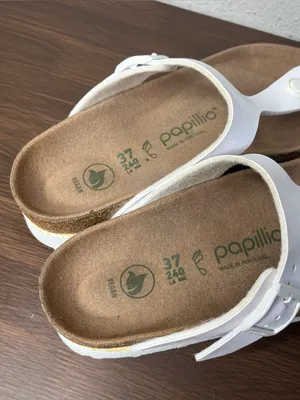 Papillio Birkenstock White Vegan Leather Gizeh Flex Platform Sandal Size 6 thumbnail 6